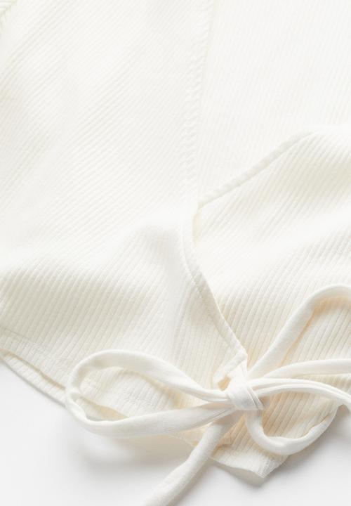 H&M - Wrapover ribbed top - white