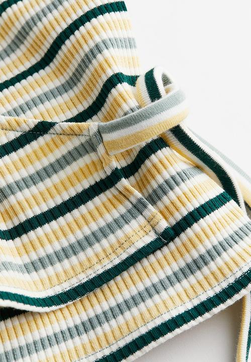 H&M - Wrapover ribbed top - Yellow/Striped