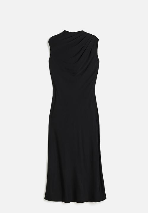 H&M - Draped satin dress - black