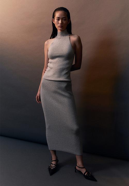 H&M - Glittery turtleneck top - silver