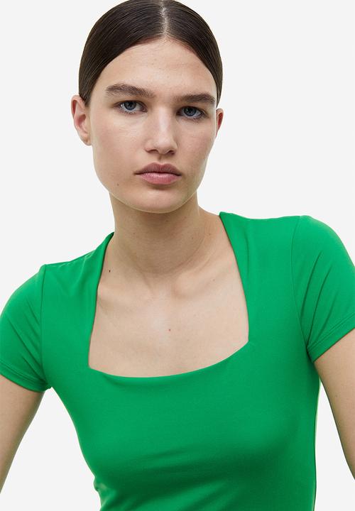 H&M - Square-neck top - green