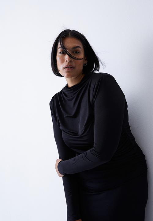 H&M - Draped turtleneck top - black