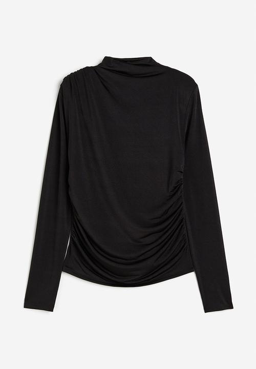 H&M - Draped turtleneck top - black