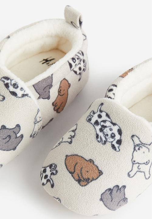 H&M - Soft slippers - light beige animals