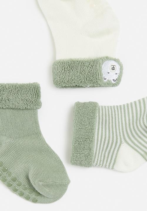 Cotton On - 3pk terry baby socks - deep sage