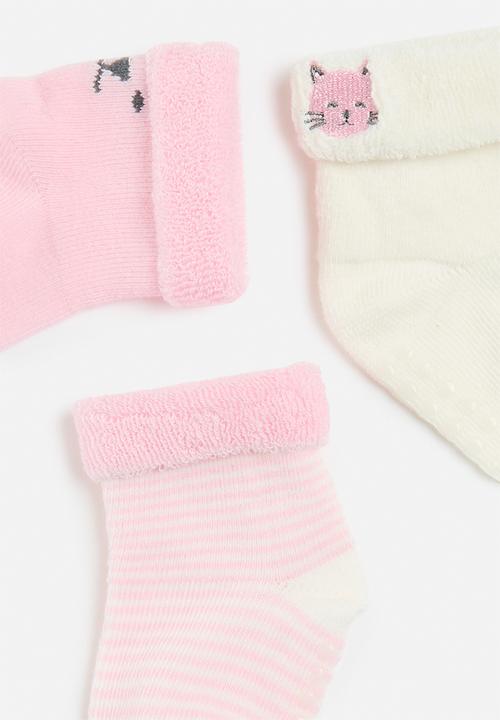 Cotton On - 3 Pack terry baby socks - blush pink