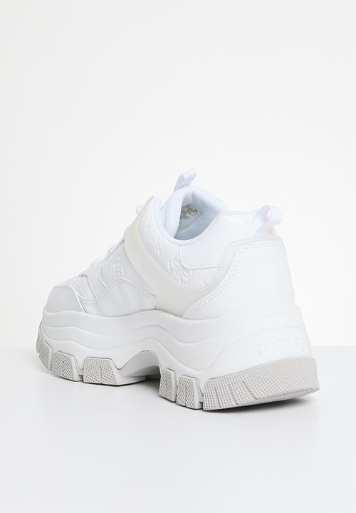 GUESS - Small peony embossed nappa sneaker - white