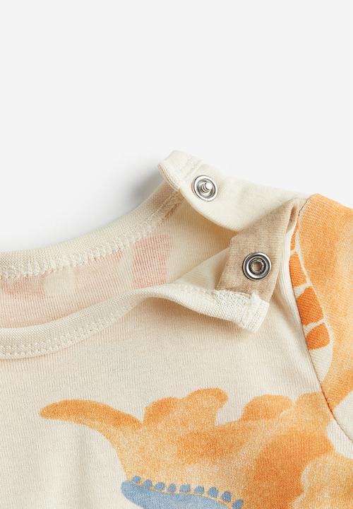 H&M - Long-sleeved bodysuit - beige multi