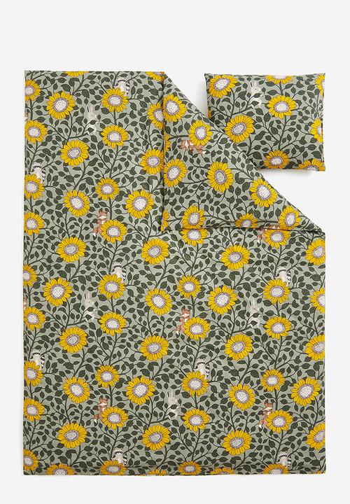 H&M - Patterned single duvet cover set - green,multi