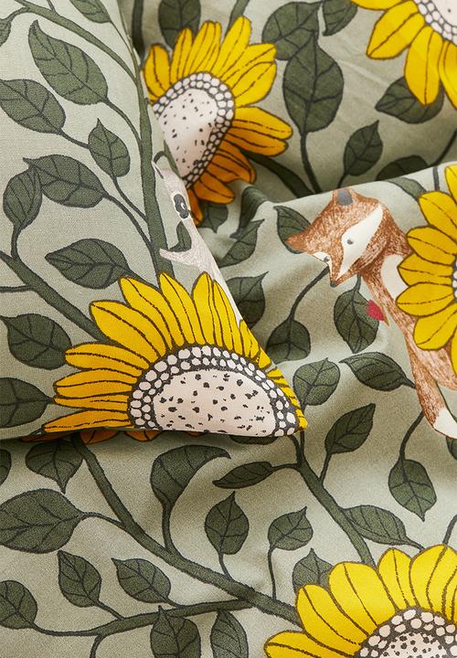 H&M - Patterned single duvet cover set - green,multi