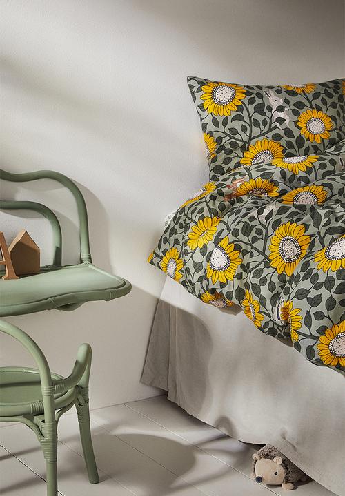 H&M - Patterned single duvet cover set - green,multi