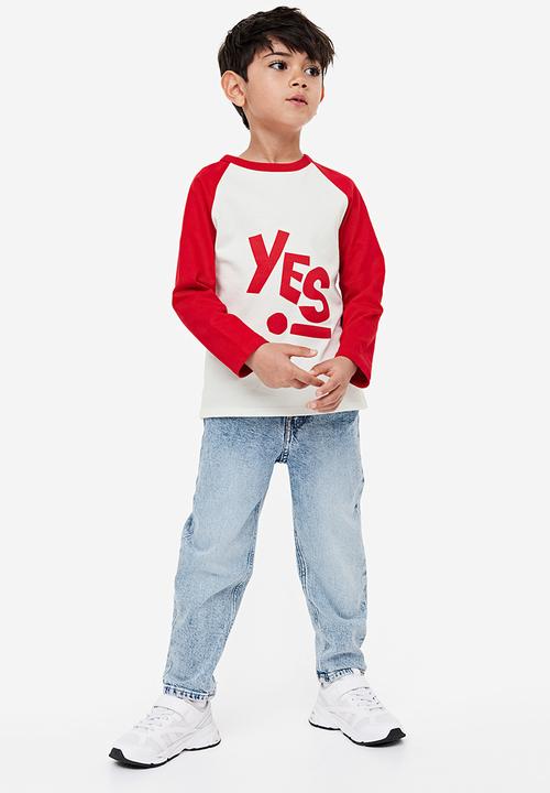 H&M - Long-sleeved raglan t-shirt - multi red,white