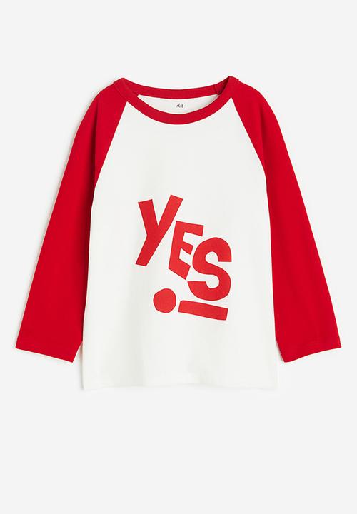 H&M - Long-sleeved raglan t-shirt - multi red,white