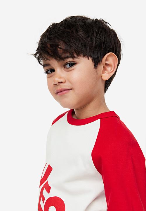 H&M - Long-sleeved raglan t-shirt - multi red,white