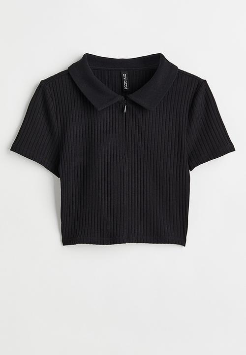 H&M - Zip-top cropped top - black