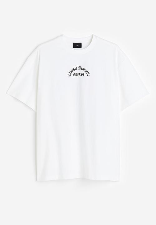 H&M - Loose fit printed t-shirt - white 