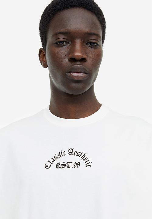 H&M - Loose fit printed t-shirt - white 