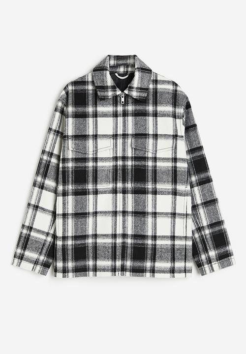 H&M - Regular fit shacket - black & white 