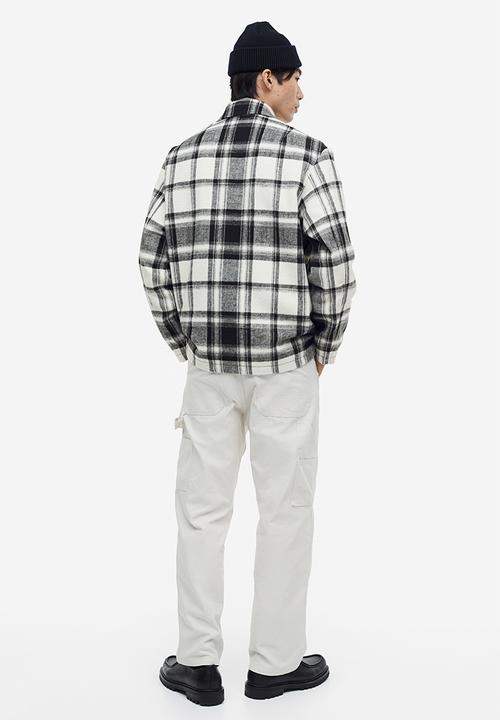 H&M - Regular fit shacket - black & white 