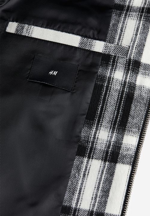 H&M - Regular fit shacket - black & white 