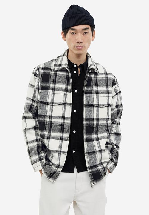 H&M - Regular fit shacket - black & white 