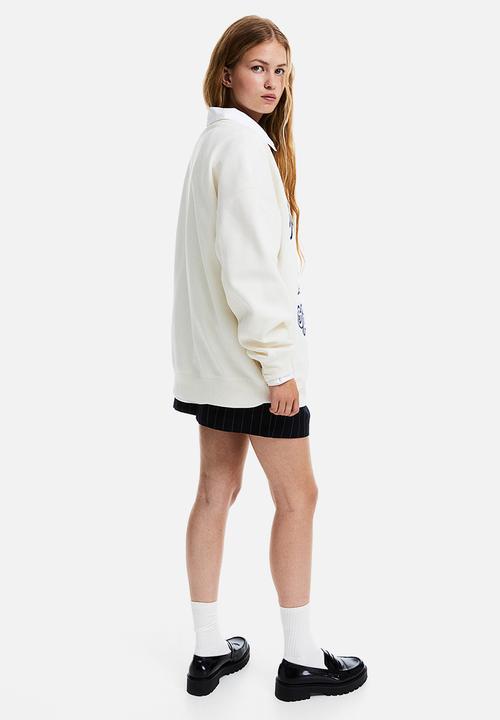 H&M - Oversized embroidered sweatshirt - white