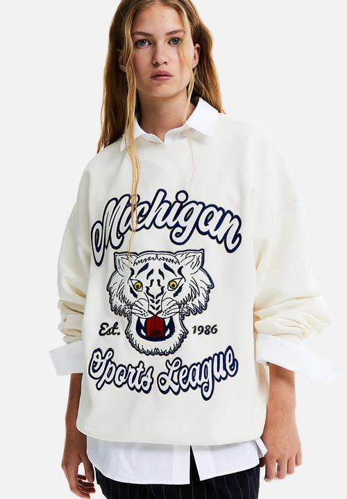 H&M - Oversized embroidered sweatshirt - white