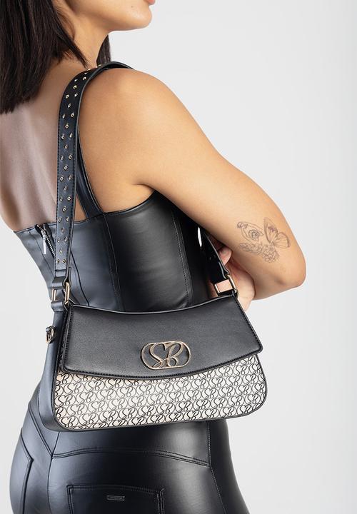 SISSY BOY - Get printed shoulder bag - black & beige
