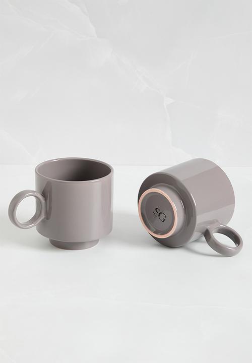 Sixth Floor - Retro mug set of 4 - Charcoal
