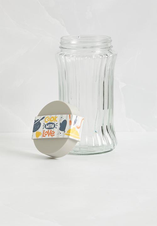 Excellent Houseware - Ribby glass storage set of 3 - clear