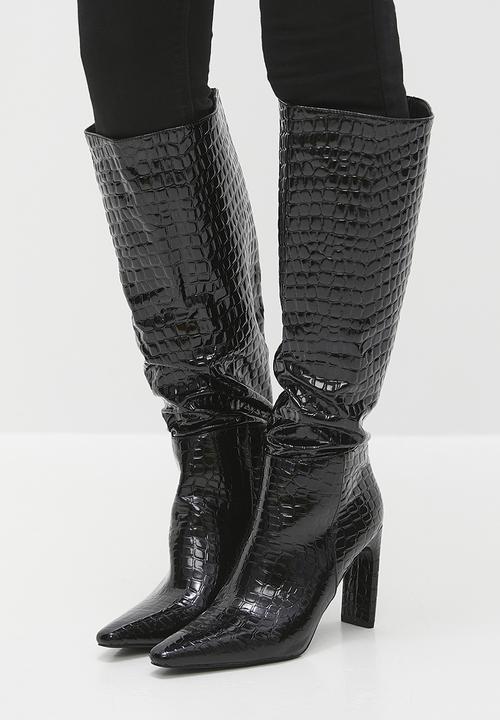 Public Desire - Undone Knee Length Boot - Black