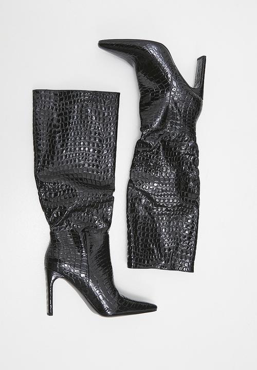 Public Desire - Undone Knee Length Boot - Black