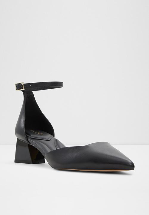 ALDO - Sabiya ankle strap midi block heel - black