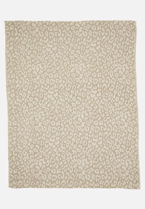 H&S - Leopard cotton blend throw - brown