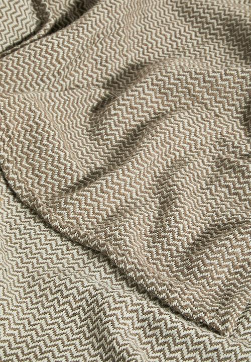 H&S - Herringbone cotton throw - brown