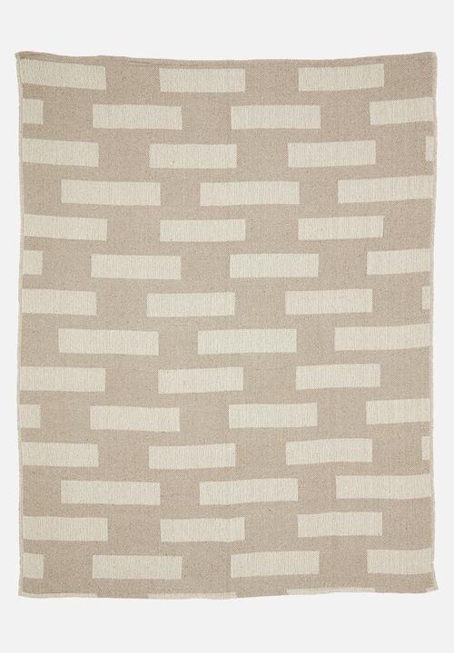 H&S - Block cotton blend throw - taupe