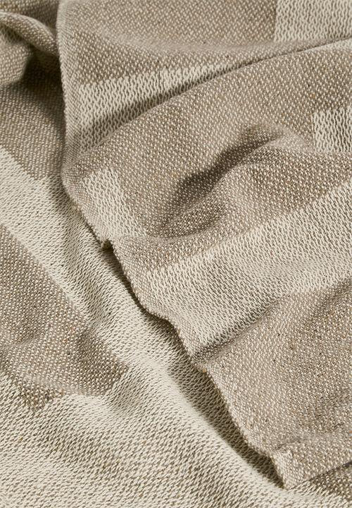 H&S - Block cotton blend throw - taupe