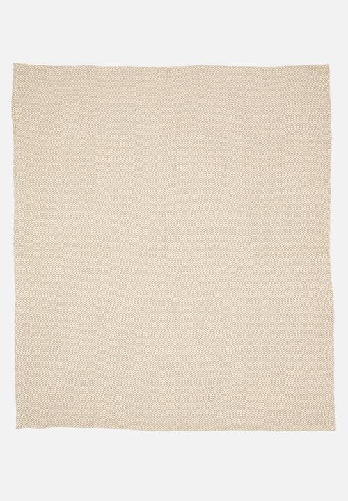 H&S - Herringbone cotton throw - taupe