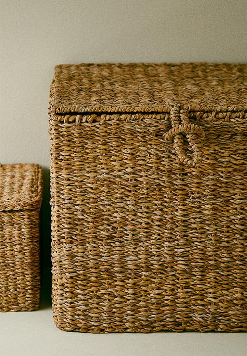H&M - Lidded seagrass storage basket - beige