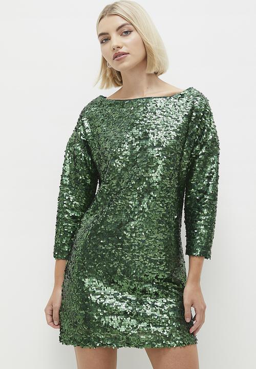 MILLA - Sequin mini shift dress - green