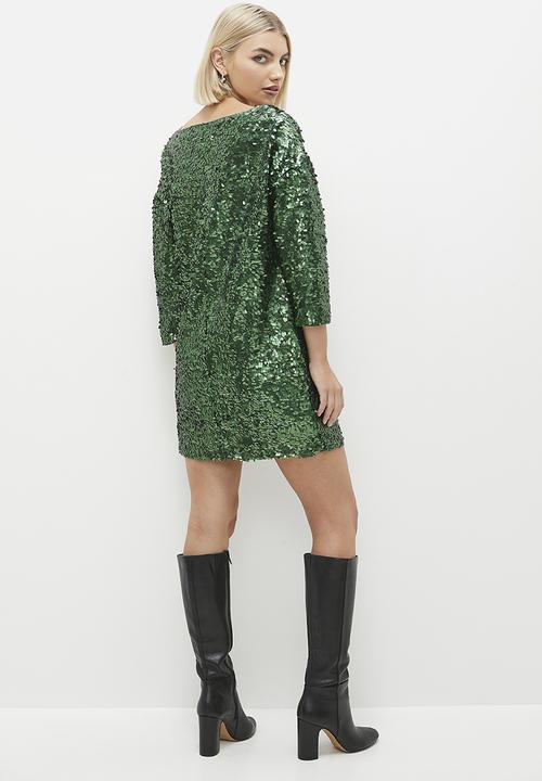 MILLA - Sequin mini shift dress - green