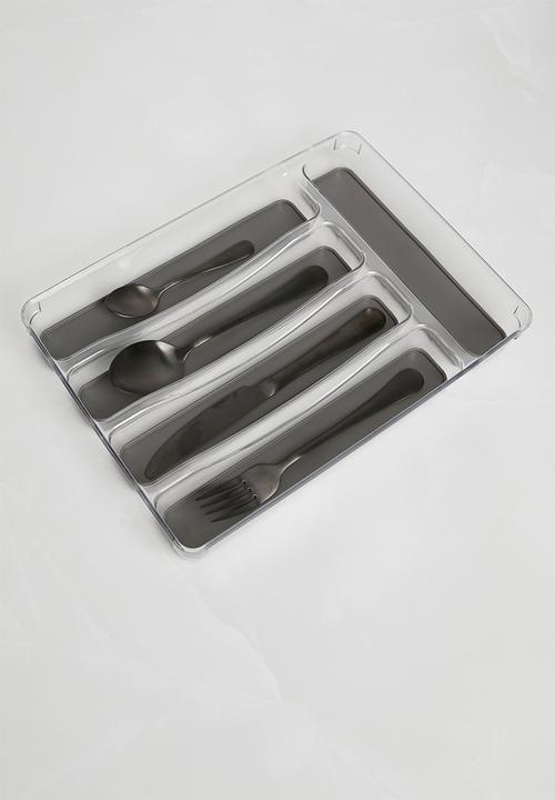 Sixth Floor - Cutlery Holder 5 Division Non Slip - Clear