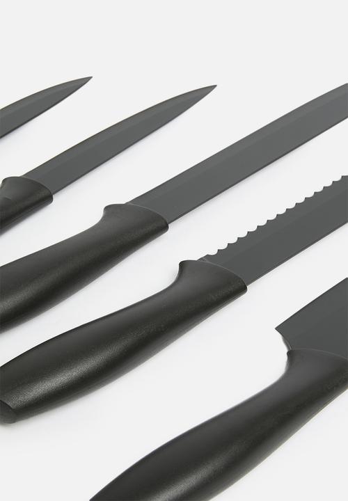 Excellent Houseware - Night 5 piece knife set- Black