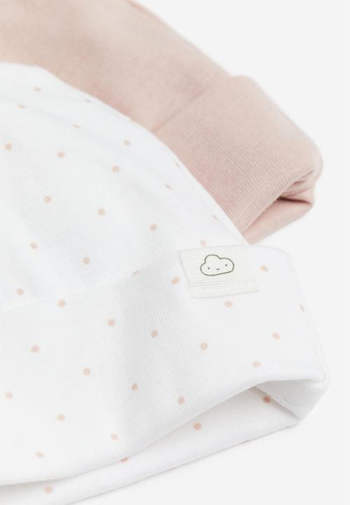 H&M - 2 Pack cotton hats - pink & white
