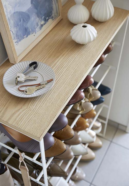 Yamazaki - Tower 6-Tiered Wood-Top Shoe Rack -  White