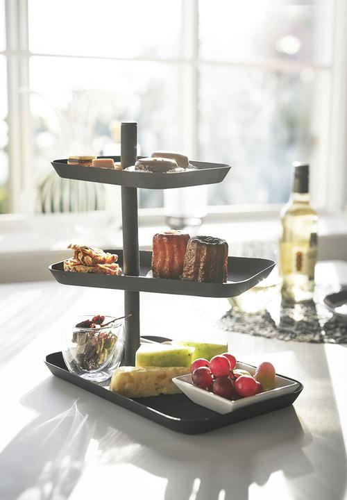 Yamazaki - Tower 3-Tiered Serving Stand - Black