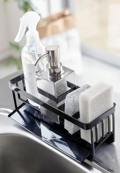 Yamazaki - Tower Sponge & Bottle Holder w/ Drainer - Black
