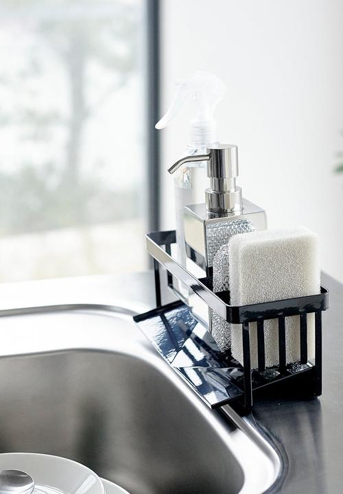 Yamazaki - Tower Sponge & Bottle Holder w/ Drainer - Black