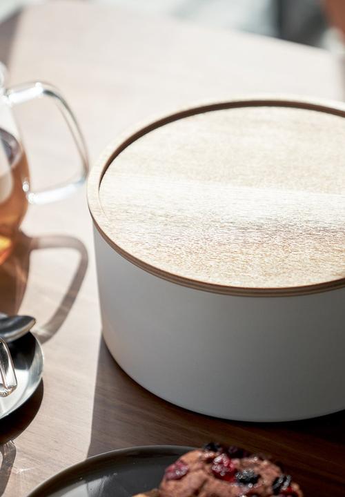 Yamazaki - Rin Storage Case w/ Lid Round Deep - White