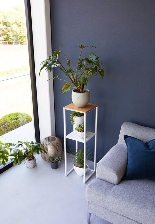Yamazaki - Tower 2-Tiered Shelf w/ Wooden Top - White